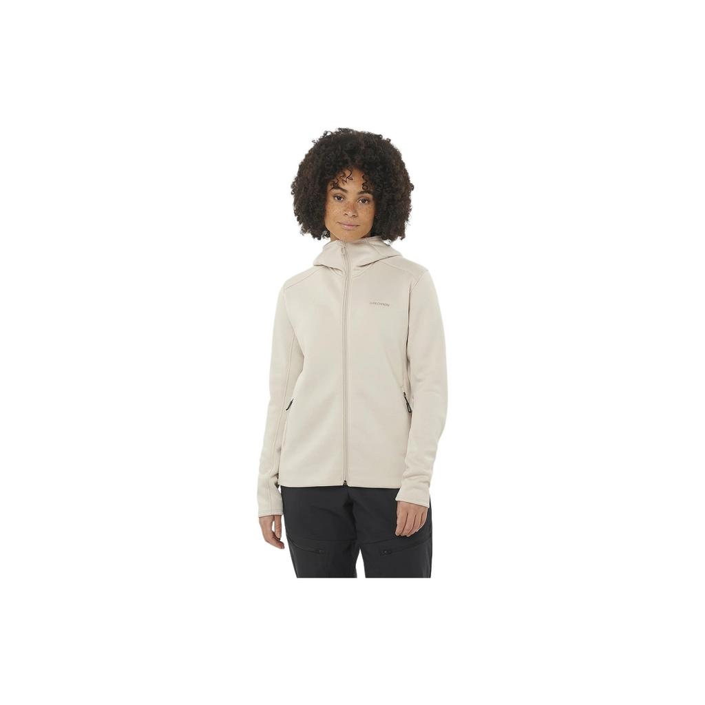 Salomon Outline Warm Hooded Solid Color Casual Long Sleeve Jacket Women jackets Off-White C23266