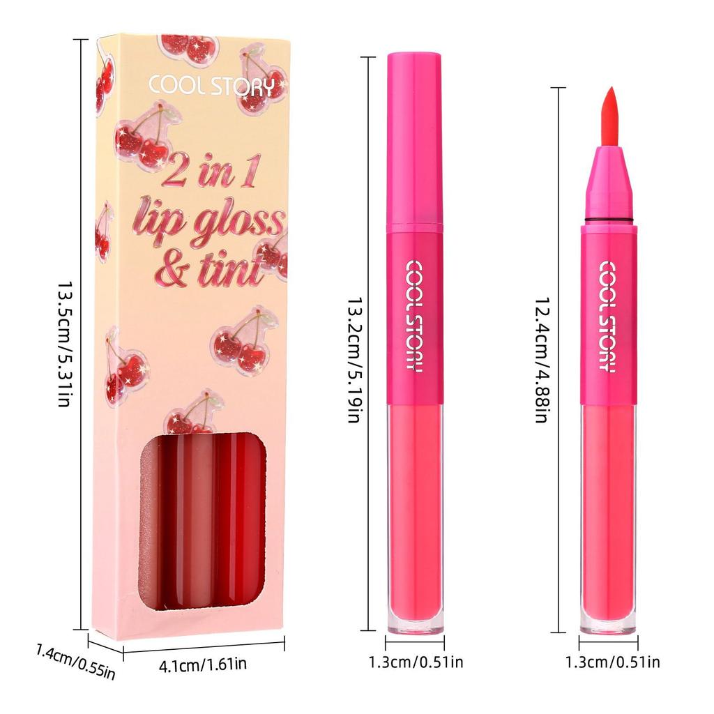 9 Colors 2-in-1 Mirror Shine Lip Gloss Matte Brown Lipliner Plumping Lasting Tint Water Glossy Juicy Non-Sticky Lip Makeup