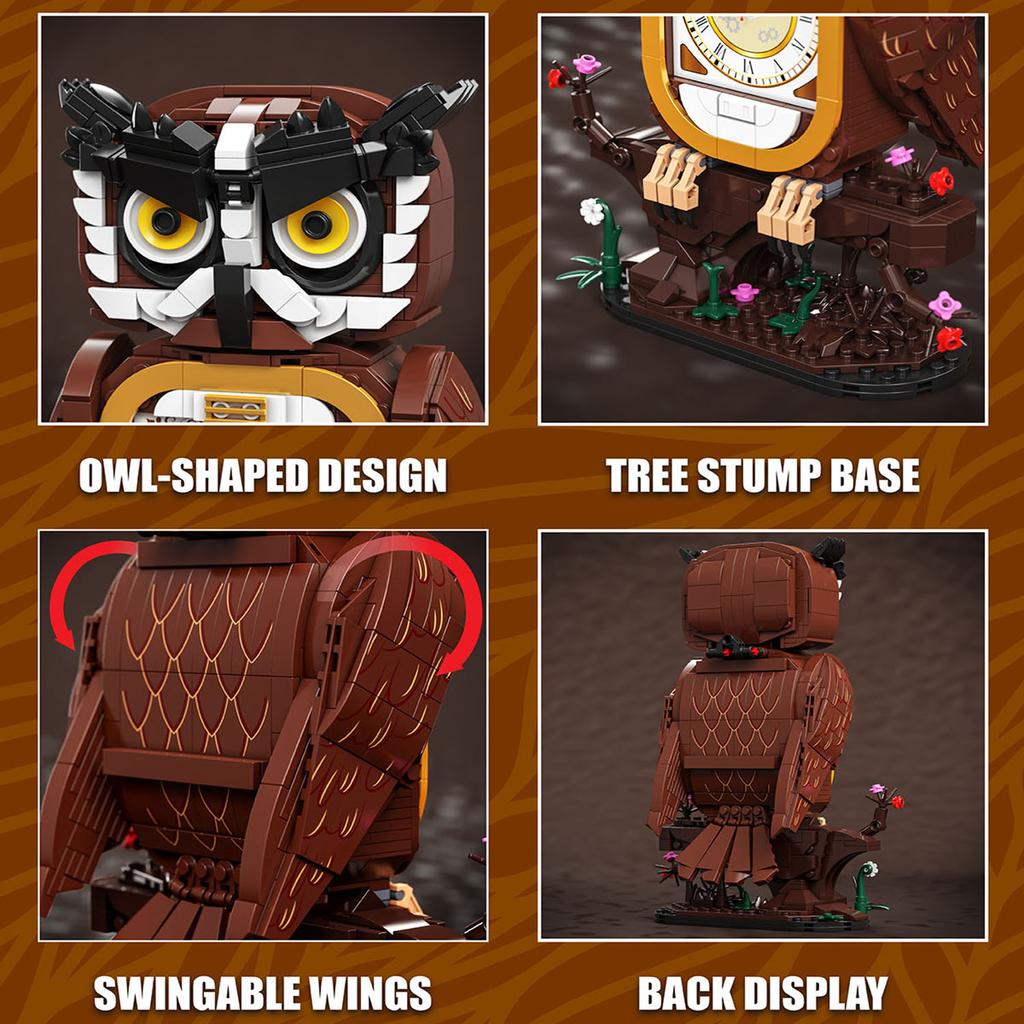 Ungiftig 964 Teile Eulenuhr Bausteine Spielzeug Modell Eulenuhr Zusammenbau Puzzle Steine Spielzeugsets Für Kinder Schreibtisch Dekoration Geschenke