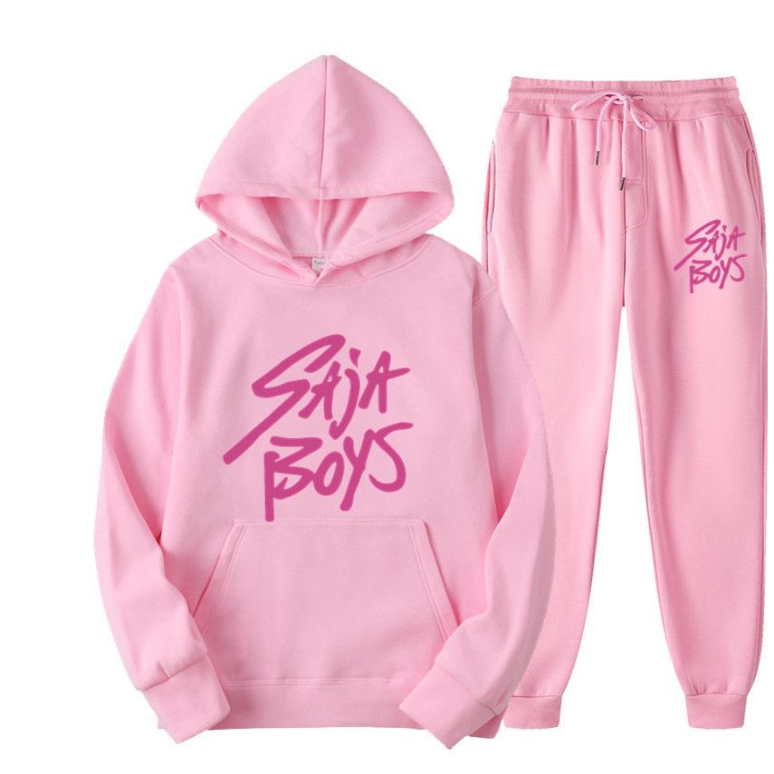 New Saja Boys Sweater Two-piece Men's and Women's Fleece Hoodie Set