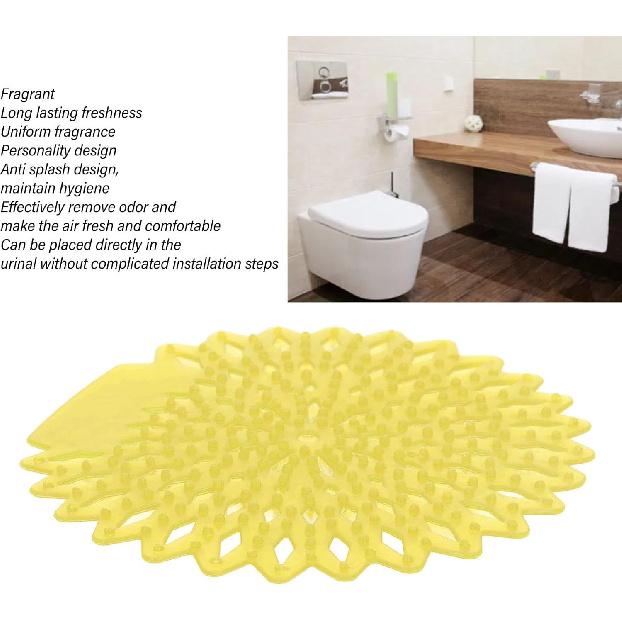 10Pcs Splash Proof Urinal Screens Deodorizer, EVA Long Lasting Odor Removal Urinal Mat Urinal Splash Proof Mat for Toilet Bathroom (Lemon)