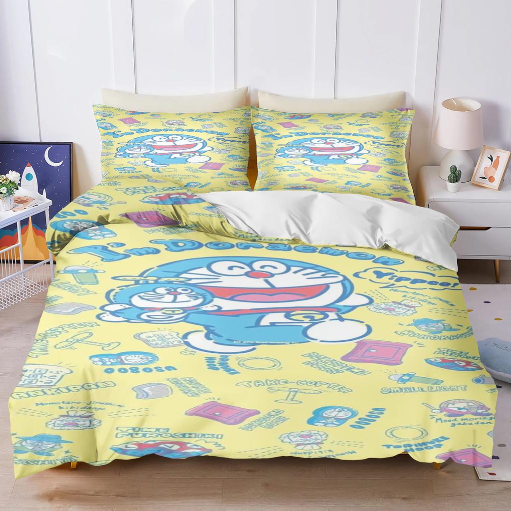 Cartoon Duvet Cover Home Blue Printed Pillowcase Set Adult Bedroom Children Comforter Bedding