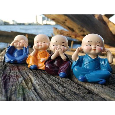 Creations Resin Buddha Mönch Statue, Kleiner Baby Mönch, Cartoon Mönch Set, Buddha Schauobjekt für Heimdeko, Auto Armaturenbrett Dekoration