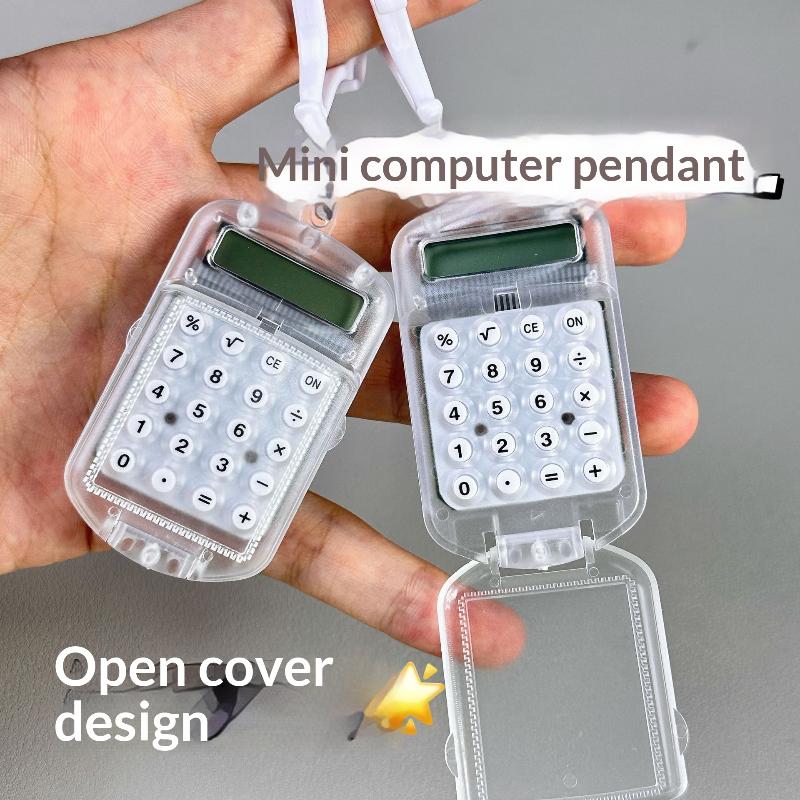 Mini Transparent Flip Cover Calculator Convenient Portable Calculator For Primary School Students Exam Keychain 1Pc