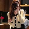 Maglione Corto Scollo a V da Donna Autunno Nuovo Maniche Lunghe Cardigan Lavorato a Maglia Giacca Top