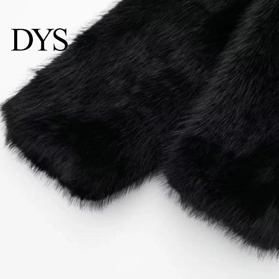 Individual Style Coat Auutmn Winter Lady Cardigan Faux Fur Thickened Plush Turn-down Jacket Collar Pure Color Long Sleeves Solid Women
