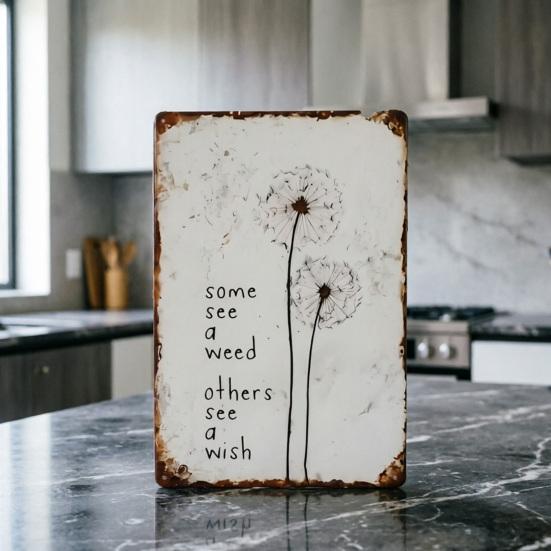 Dandelion Metal Sign Wall Decoration Vintage Rusty Wish Dandelion Wall Art