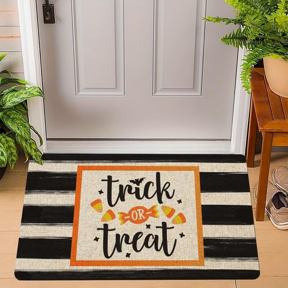 Fun Halloween Cartoon Non-Slip Indoor Carpet Rug Door Mat - Pumpkin Ghost Witch Cat Festive Home Decoration Welcome Mat