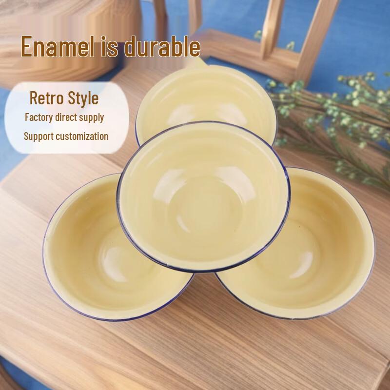 ZISIZ Enamel Rolled Edge Serving Bowl