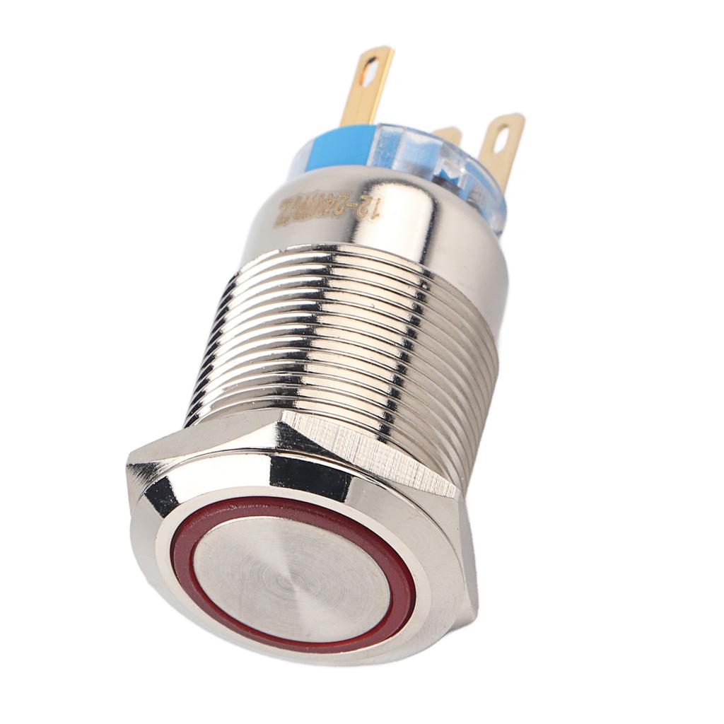 19mm 12-24V Waterproof Stainless Selflocking  ing Push Button   Red LED