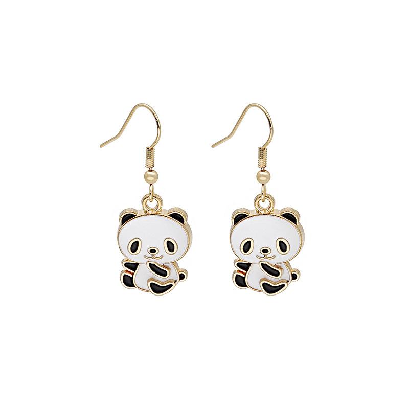 Chinese Style New Red Panda Exquisite Cute Metal Geometric Earrings Pendant Ear Jewelry