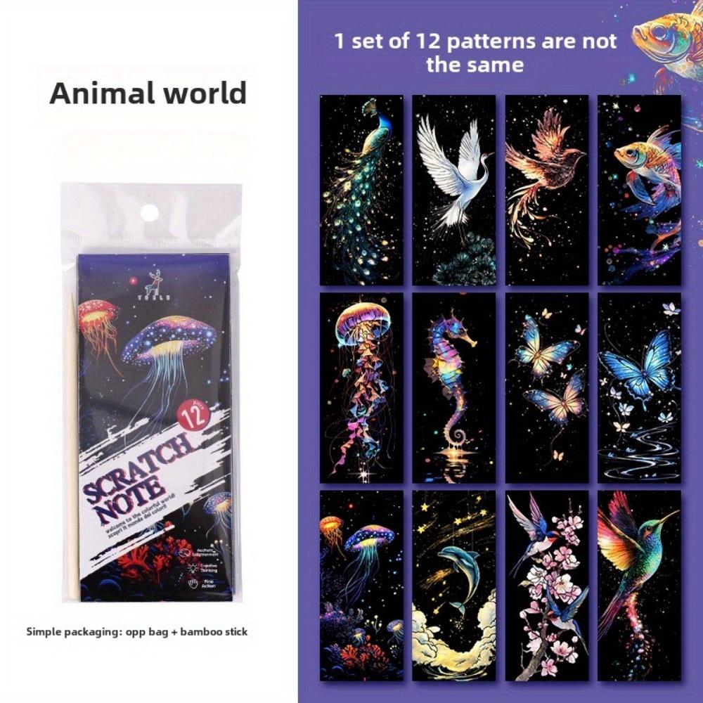 

Animal Series Scratch Cards with Tools, Vibrant DIY Art for Creative Home Decor, Perfect Gift for Craft Enthusiasts, Includes Fish & Butterfly Designs