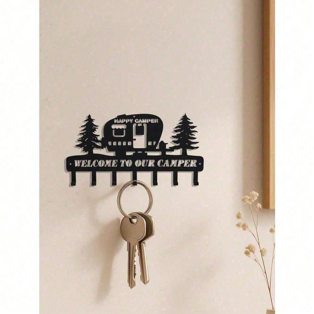 Happy Camper RV Metal Key Holder, Welcome To Our Camper Wall Hook