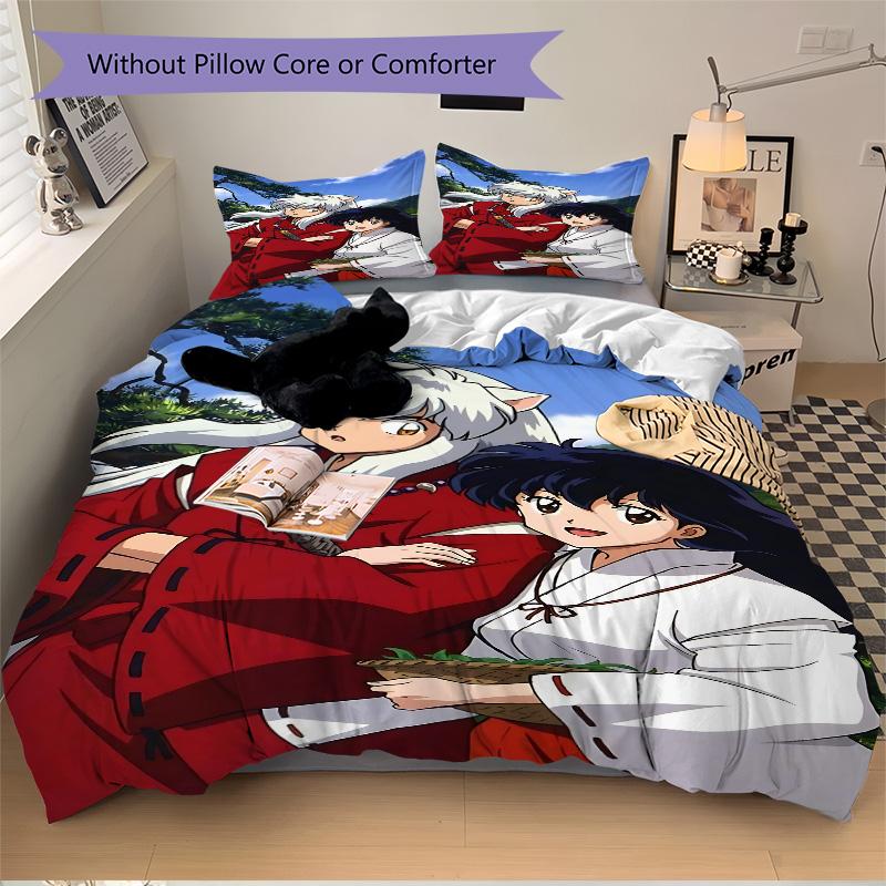 Anime Couple Nature Print 3Pcs Bedding Set,Duvet Cover with 2 Bedro,Pillowcase Home Birthday Gift