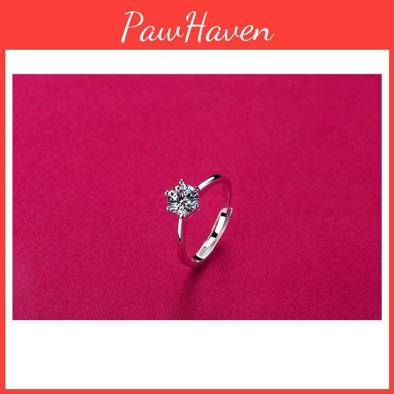 Fashionable And Elegant Diamond-encrusted Ring For Women Adjustable Six-claw Opening Ring