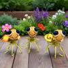 Outdoor Bee Ornament Metal Garden Statue Small Cute Bumble Sculpture Outside Fence Insect Figurine Lawn Yard Art for Backyard Table Wall Decor Display