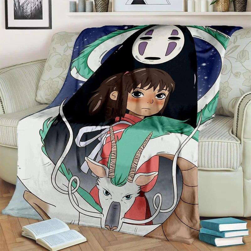 Spirited Away 3D-Cartoon-Anime-HD-Decke, weiche Überwurfdecke für Zuhause, Schlafzimmer, Bett, Sofa, Picknick, Reisen, Büro, Decke für Kinder