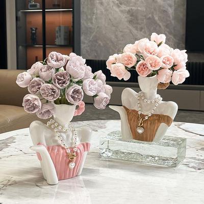 Artistic Ceramic Clavicle Vase Ornament for Entryway or Living Room Decor