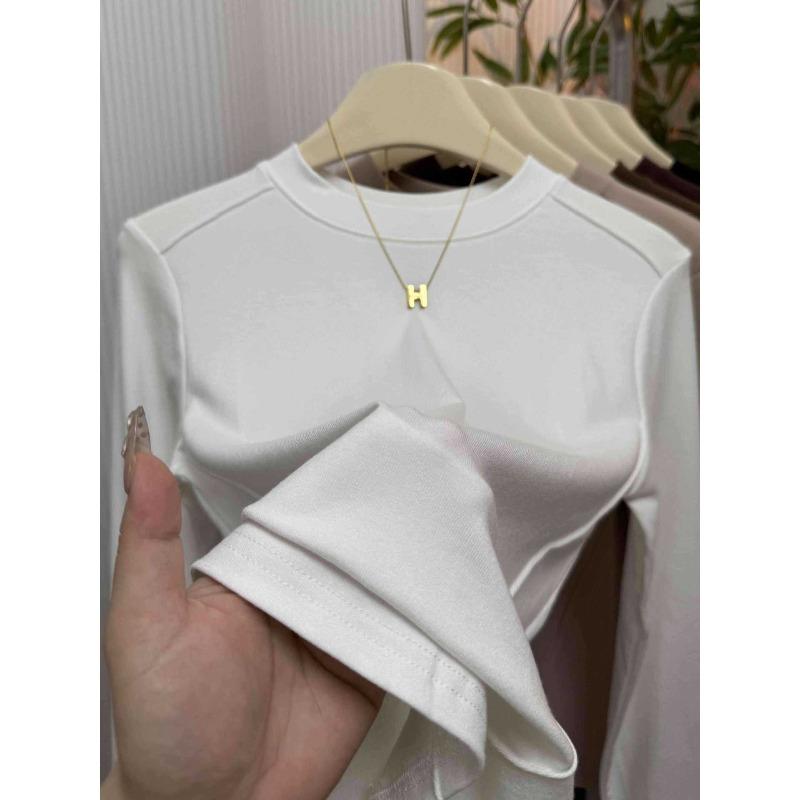 Small stand-up collar polished bottoming shirt women's spring design fish bone front shoulder long-sleeved shirt solid color top