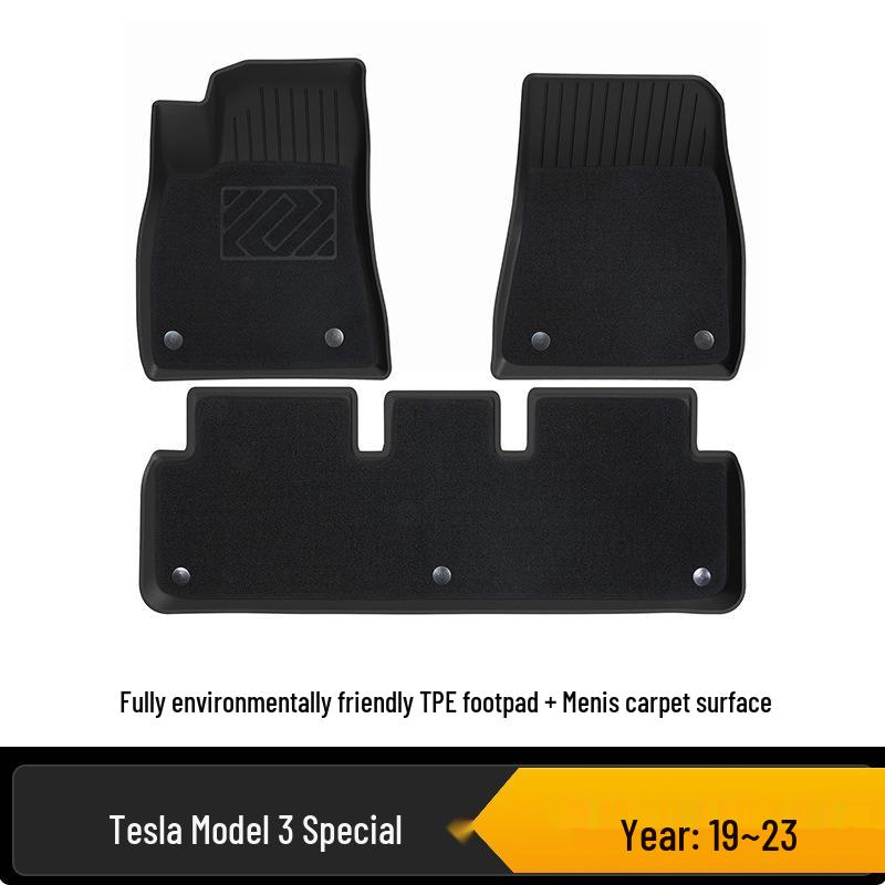 Tesla Model Y/3 TPE Front & Rear Trunk Mats and Foot Pad