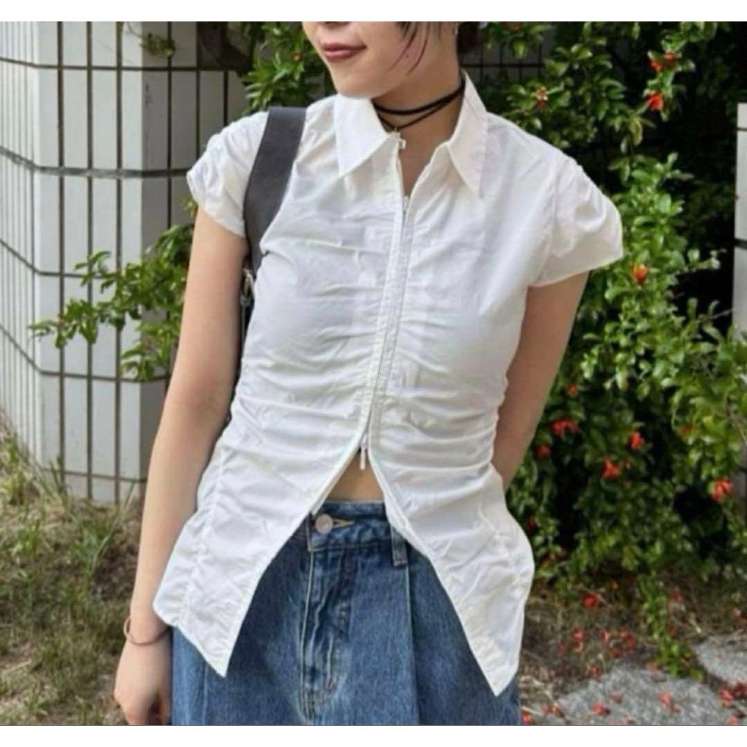 MOUSSY ZIP UP CAP SLEEVE SHIRT