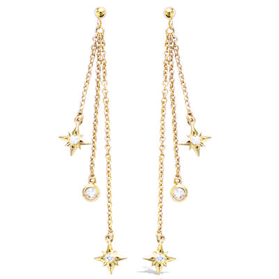 [R1731] - Vergoldete Ohrringe 'Ein Stern ist geboren' goldweiß - 65x8 mm