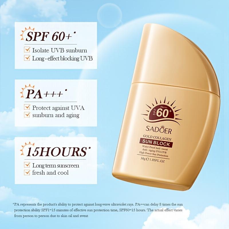 Opalovací krém SPF 60+ UV ochranný rozjasňující voděodolný odolný proti potu osvěžující hloubkově hydratační lehký opalovací krém na bázi kolagenu