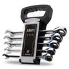 IRONCUBE Ratcheting Combination Wrench with Carrying Bag Set, 5-Piece, Metric, 10-15mm, CR-V Steel,