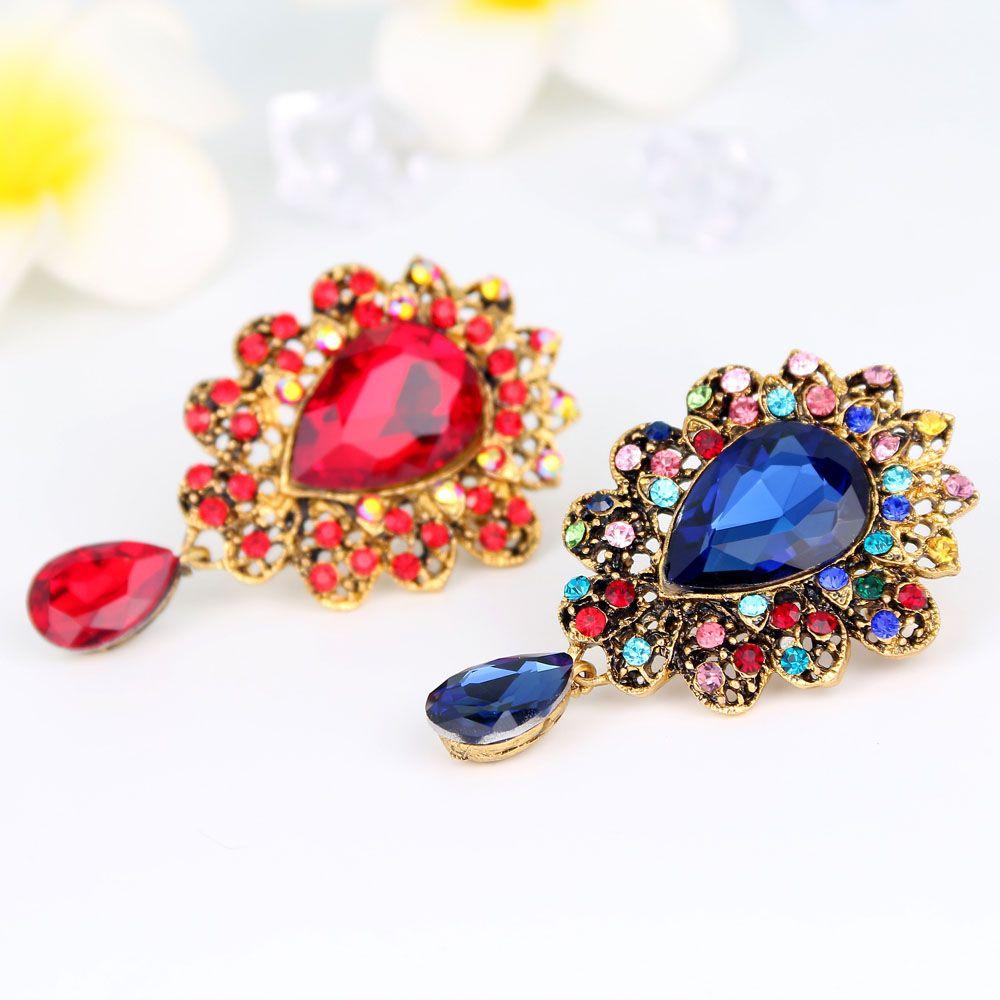 Luxury Crystal Dress For Women Big Water Drop Jewelry Corsage Brooch Pins Fashion Accessories