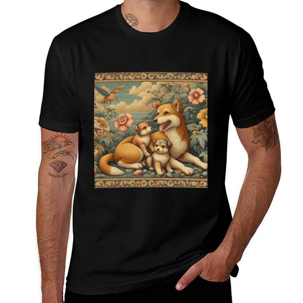 Mama Dog And Puppies Having Fun In Outdoor Seaside Tshirt Unisex T Shirt Designer T Shirts For Unisex Cotton Tshirt