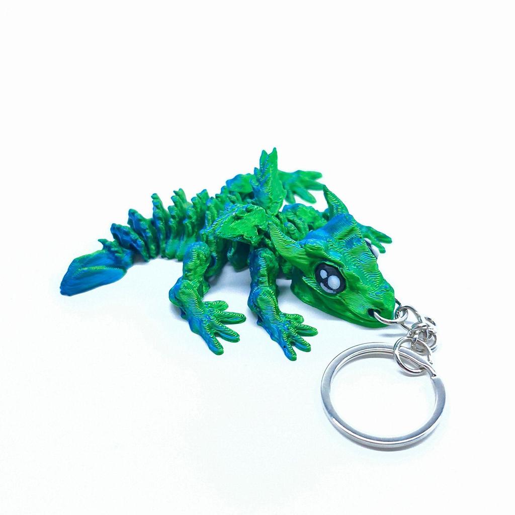 Articulated 3D Printed Baby Dragon Keychain: Shining Decompression Toy & Handicraft Gift Ornament