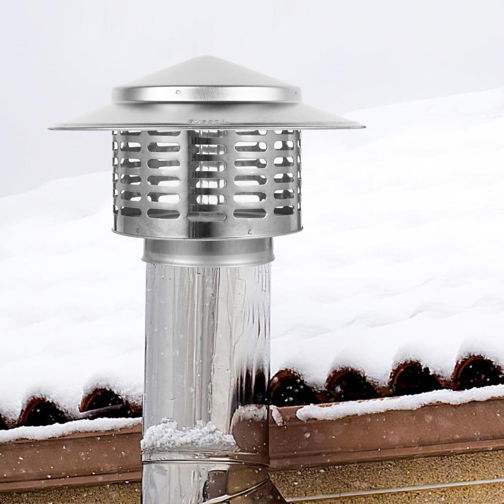 5 Inch Round Stainless Steel Chimney Cap - Flue Cover for Roof Ventilation - Weatherproof Chimney Cover to Fit Existing Flue Tiles and Enhance
