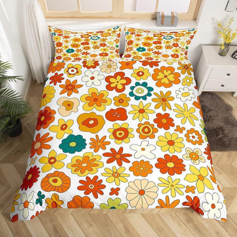 Vintage Mushroom Three-Piece Quilt Cover Digital Printing Bedding Set Bohemian Bed Cover