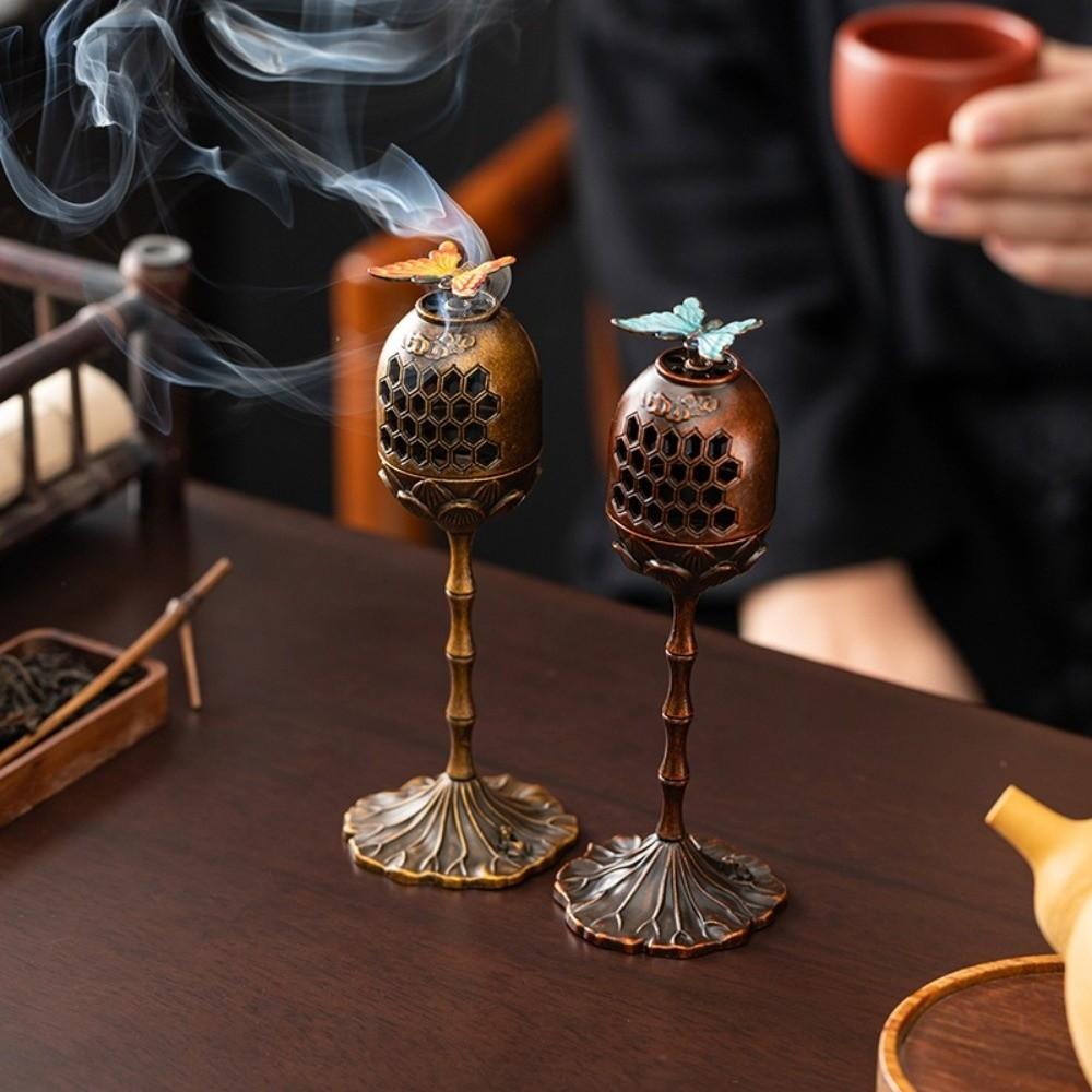 Butterfly Design Incense Burner Dragonfly Pattern Handmade Aromatherapy Stove Creative Incense Holder Chinese Decoration