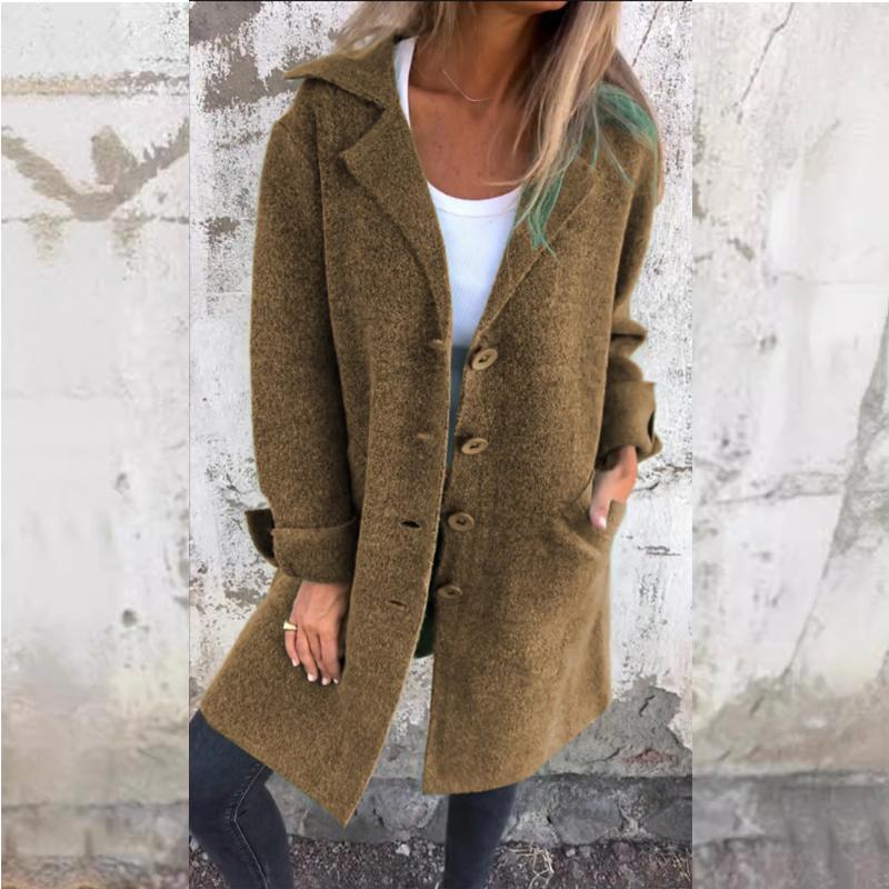 Autunno Inverno Donna Vestiti Trench Casual Solido Manica Lunga Capispalla Vintage Risvolto Cappotti di Media Lunghezza Giacche Oversize da Donna