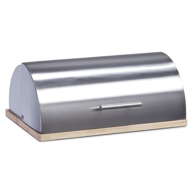 Boîte à pain en métal et caoutchouc - ZELLER - Blanc - 40x28x16cm