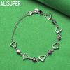 925 Sterling Silver Heart-Shaped Side Chain Bracelet Gift Jewelry