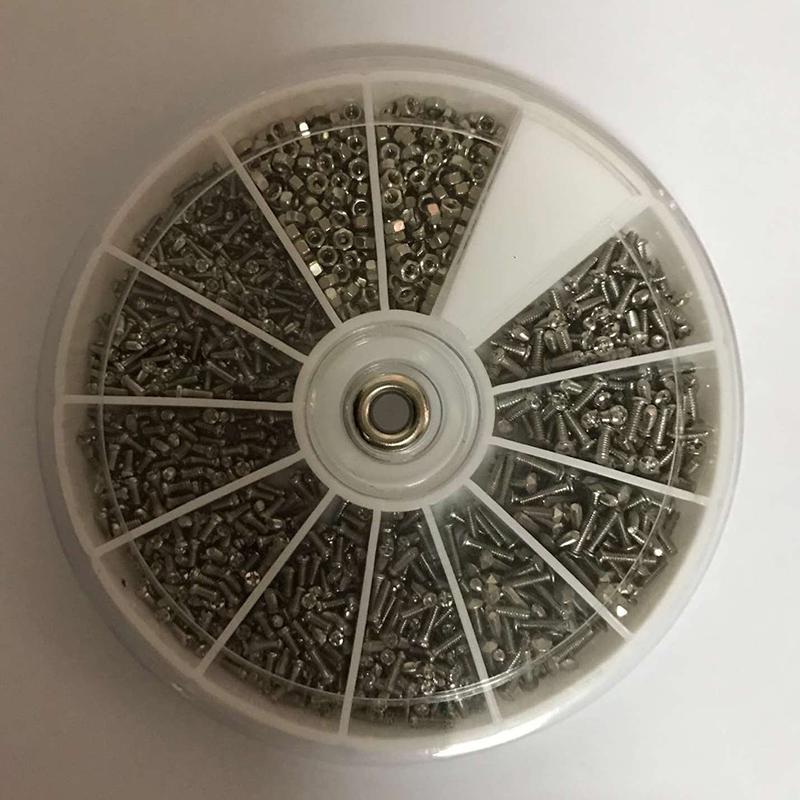 600Pcs Small Screws Nuts Bolts,12 Kinds of Small Screws Nuts Assortment Kit M1 M1.2 M1.4 M1.6 for Watches Glassess