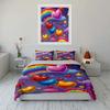 Rainbow Heart Star Decoration Set Soft Comfortable Duvet Cover Bedding Set Included 1*Duvet Cover & 2*Pillowcases gift