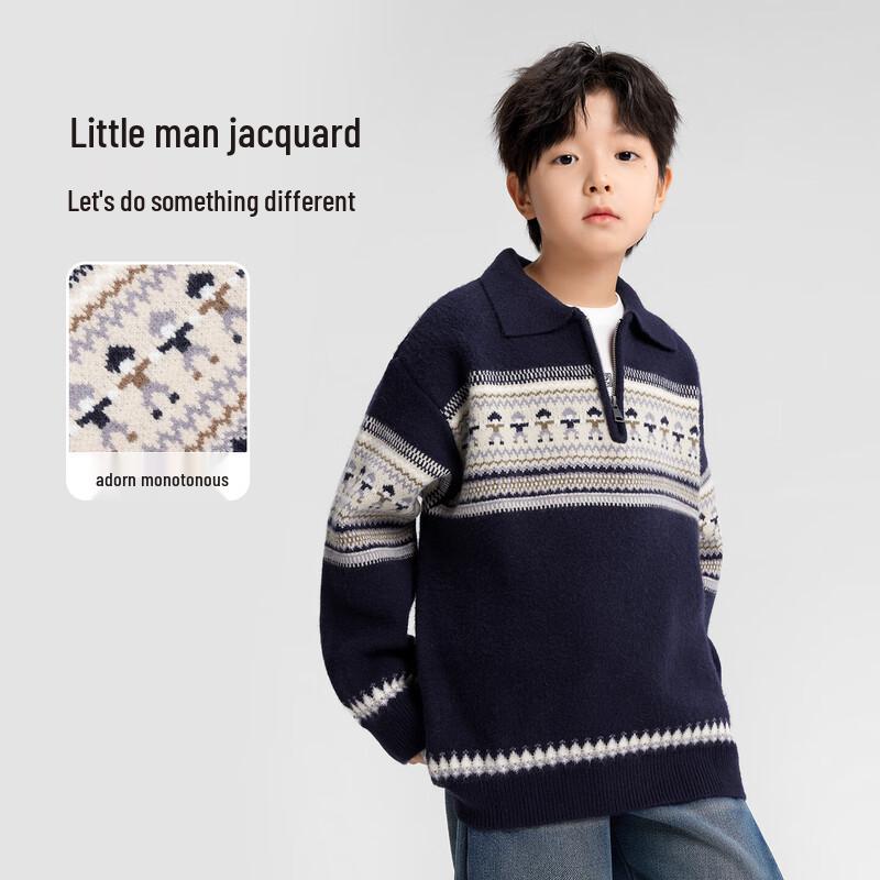 Jungen Fair Isle Strick Polo Pullover