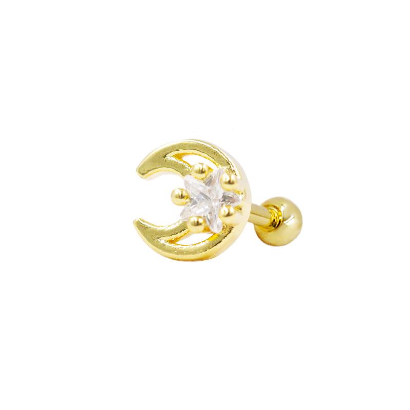 3D Moon & Heart-Shaped Zirconia Cartilage Stud Earrings