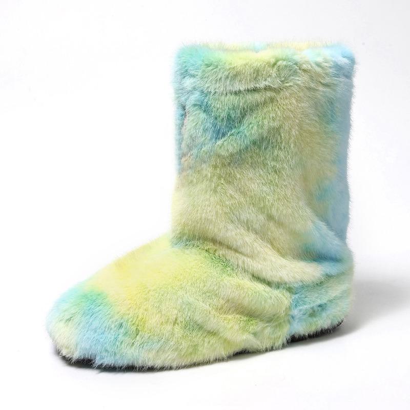 Fashion Autumn and Winter Thickened Warm Adult Large Size Middle Cylinder Anti-Slip Women's Boots