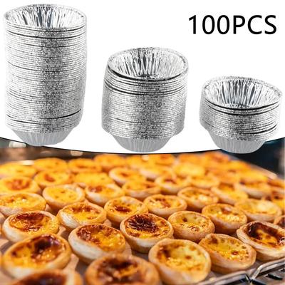 100 ks jednorázových forem na vaječný koláč, hliníková fólie, forma na muffiny, dort, sušenky, kuchyňské nástroje na pečení, formy na dorty, domácí přenosné