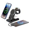 Foldable Multi-Functional Wireless Charging Stand with Built-in Cable - 15W Four-in-One Fast Charger for Mobile Phones