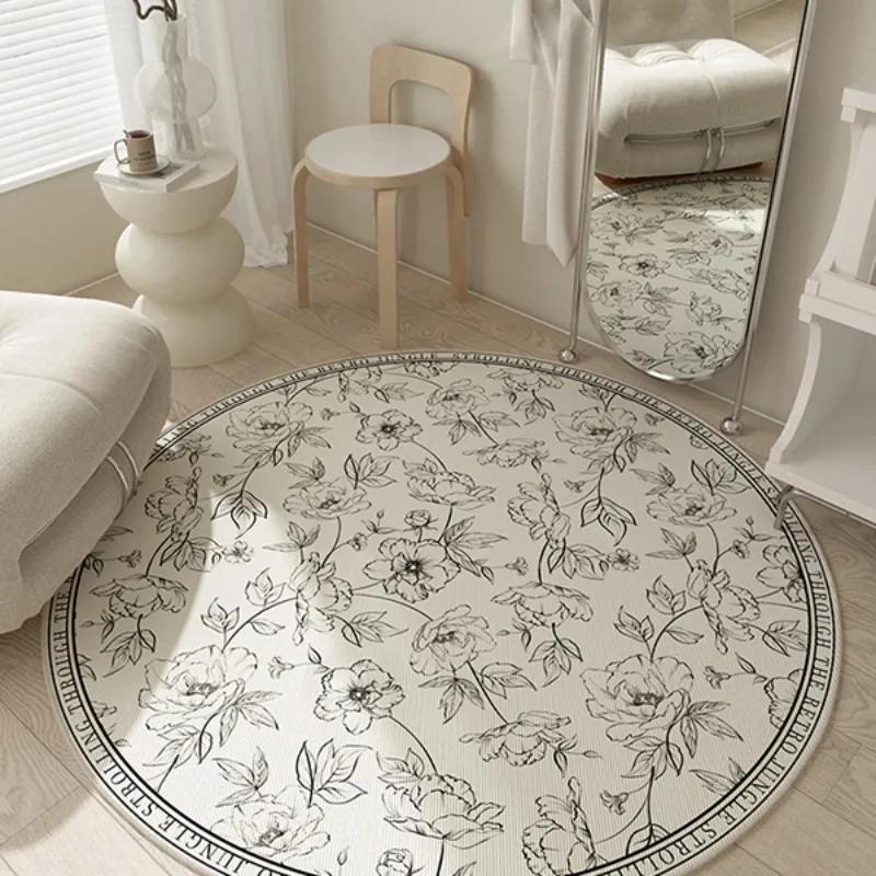 Round Carpet Living Room Decoration Study Chair Floor Mat Home Decor Flower Rug Bedroom Non-slip Area Rugs