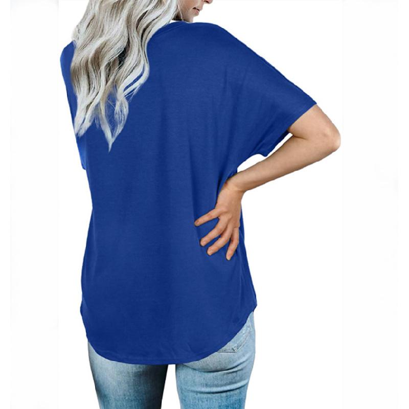 2026 Women's Loose Solid Color V-Neck Casual Summer T-Shirt