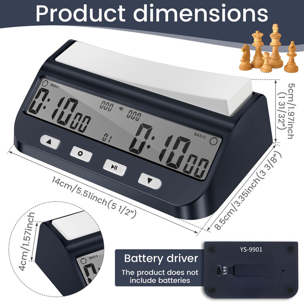 Professional Chess Clock Digital Timer Multipurpose Portable Chess Timer Game Timer Chess Competition Game Stopwatch Delay Bonus