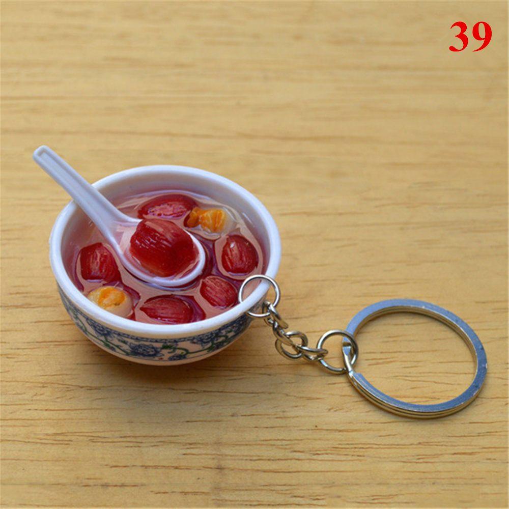 Buckle Mini Bowl Food Keychain Key Ring Simulation Chinese Food