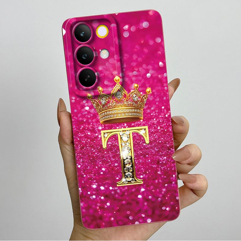 For Realme C85 Pro 2025 Crown Initial Letter Couple Phone Case RealmeC85 Pro 4G RMX5555 Soft Silicone TPU Lens Protective Casing