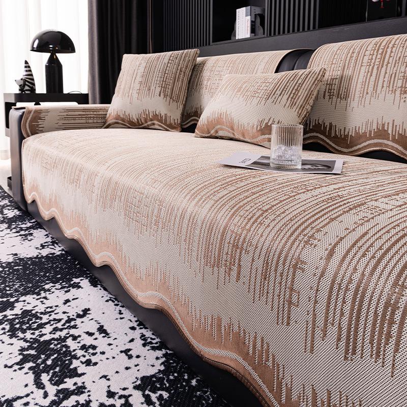2025 New Special-shaped Ice Silk Sofa Cushion Summer Summer Sofa Mat Seat Cushion Fixed Non-slip Cover Cloth Towel